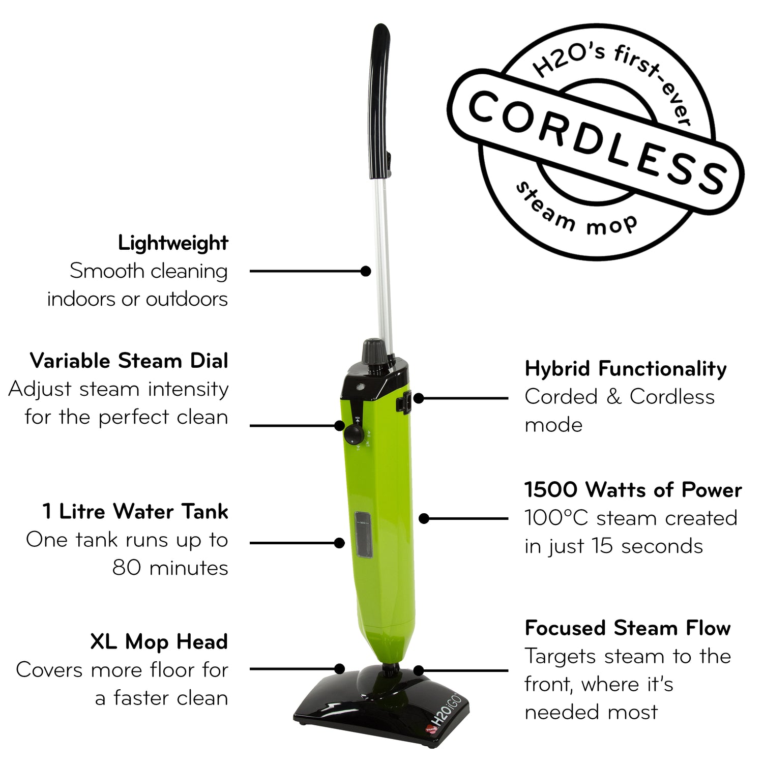 Cordless steam mop & Cordless steam cleaner | Thane UK |  H20 iGO |  H2O iGO